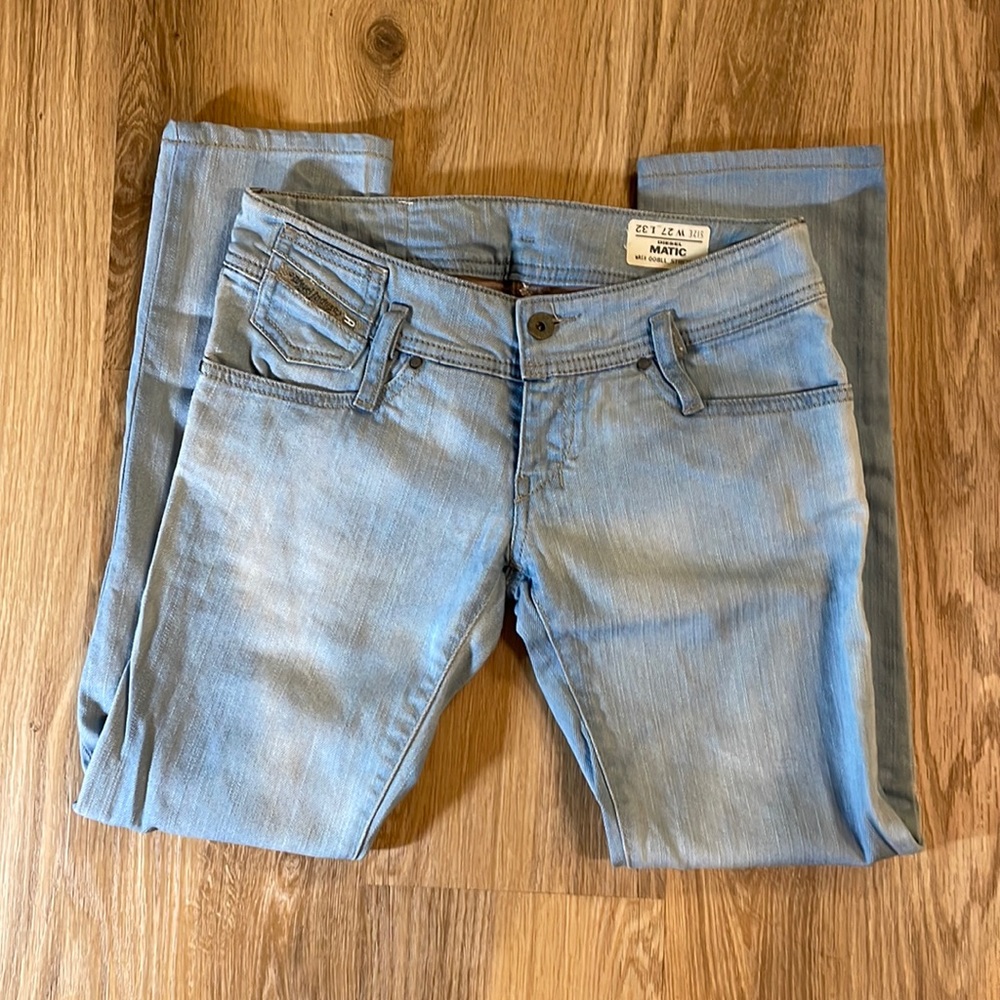 Diesel Mattic Light Wash Low Rise Jeans.